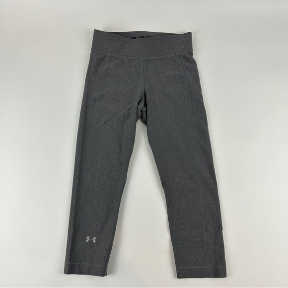 Under Armour Leggings Girls Small Gray Compression Heat Gear - Picture 1 of 8